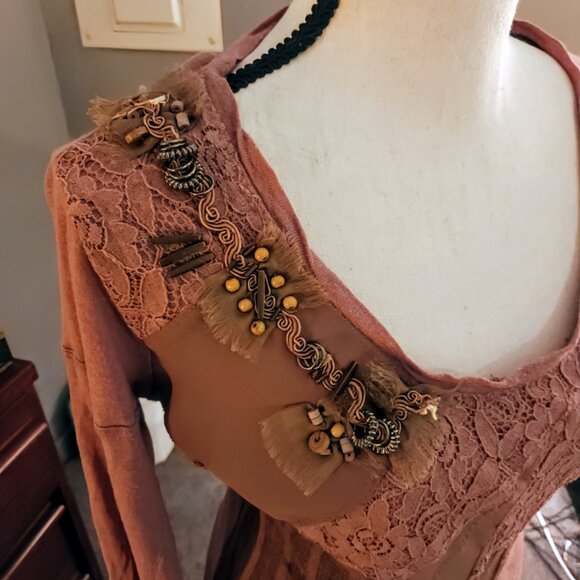 Monoreno Steampunk Embellished Tunic Dress Size M - Picture 2 of 10